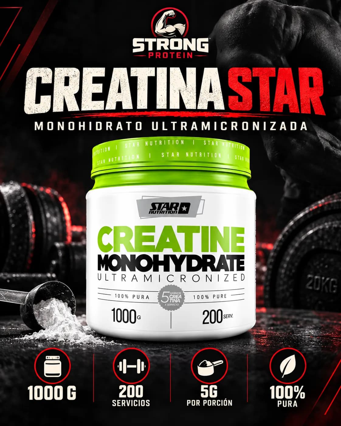 CREATINA MONOHIDRATO EEUU 1 Kg